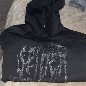 SHEIN Black Hoodie with Silver Accents